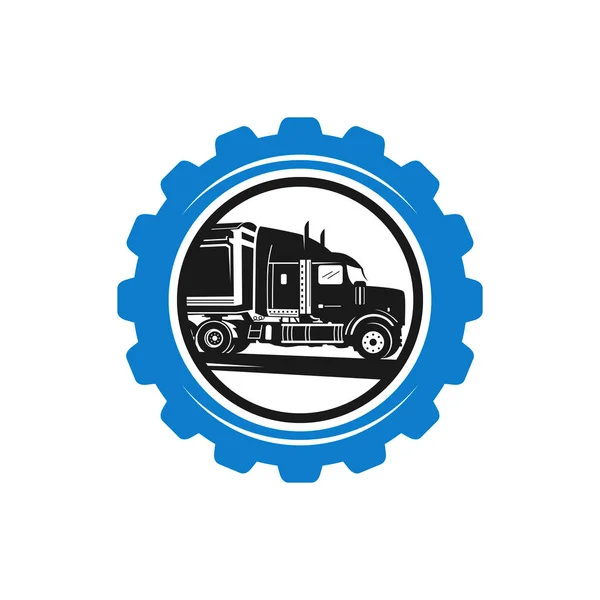 Diseño del logotipo del engranaje y reparación del camión — Archivo Imágenes Vectoriales