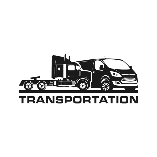 Logo conception de camions et fourgonnettes conteneurs — Image vectorielle