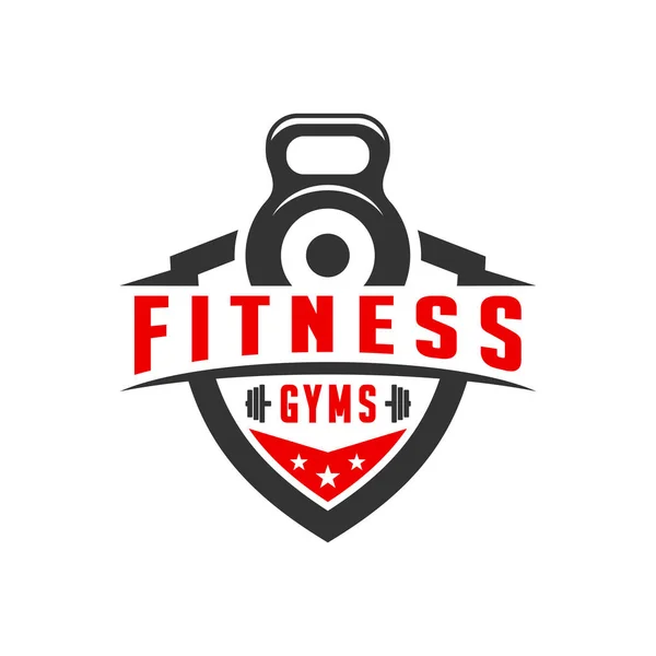 Sport Fitness sköld logo design — Stock vektor