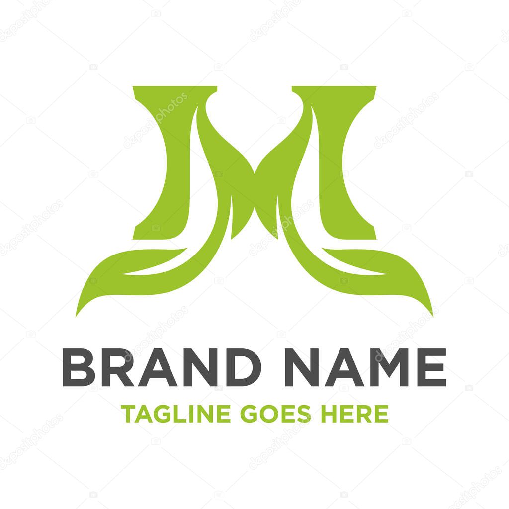 Green leaf logo initials M your company