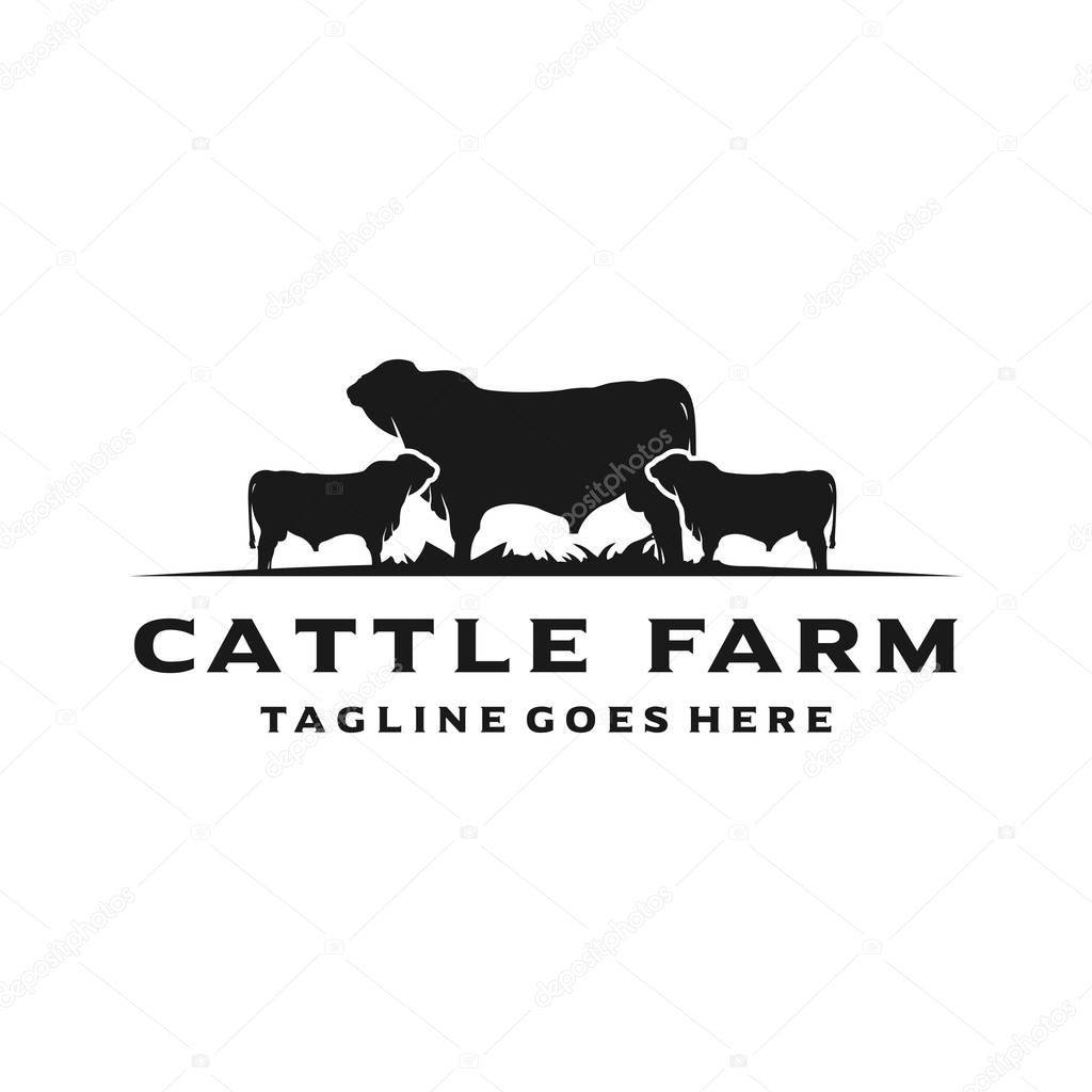 Angus cattle farm logo and cutting