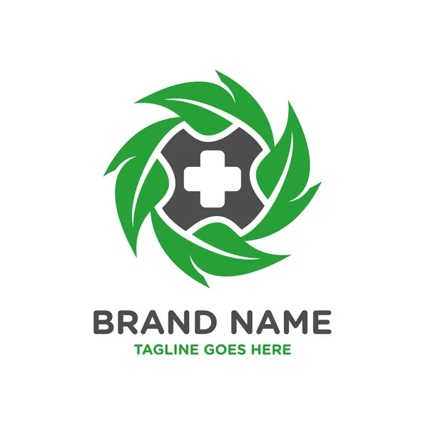 Modello di design del logo medico naturale — Vettoriale Stock