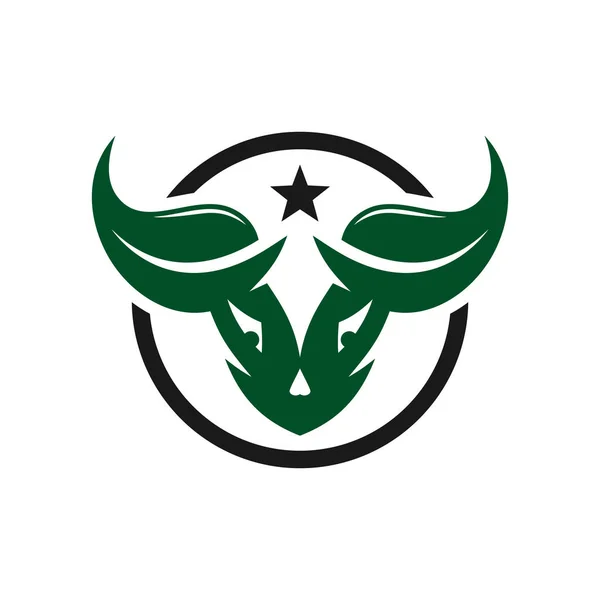Cabeça de búfalo design logotipo natural — Vetor de Stock