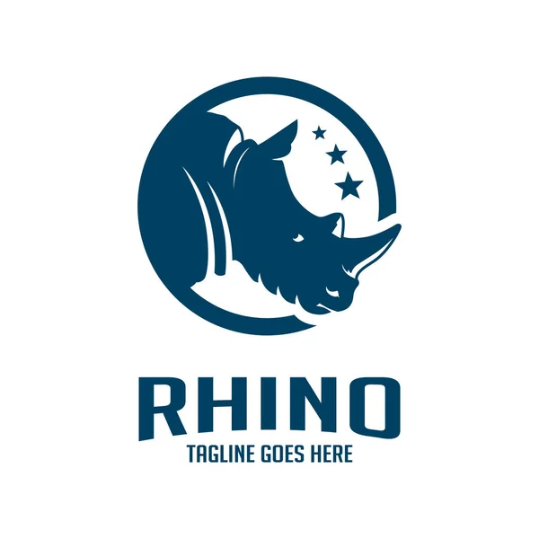 Logo tête de rhinocéros en cercle — Image vectorielle