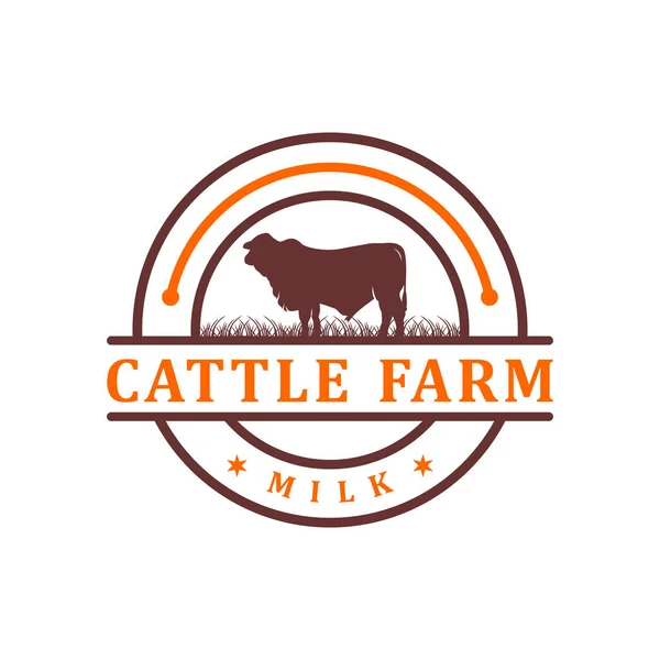 Vinobraní krávy kruh logo design — Stockový vektor