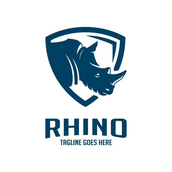 Logo bouclier tête rhinocéros design — Image vectorielle