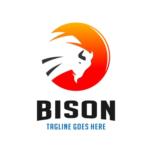 Kreis Bison Logo Design-Vorlage — Stockvektor