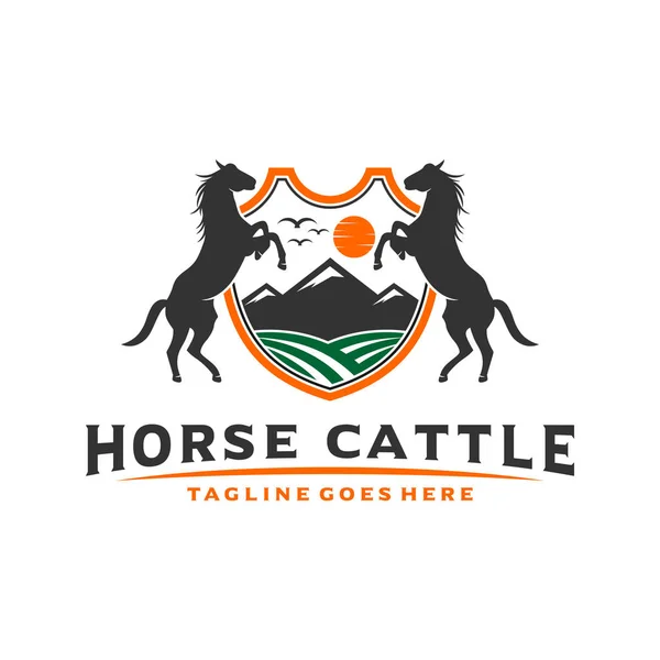 Vintage or retro cattle horse logo design — Stock Vector