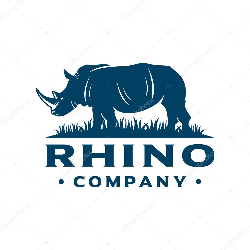 The design of the rhinoceros logo on the grass