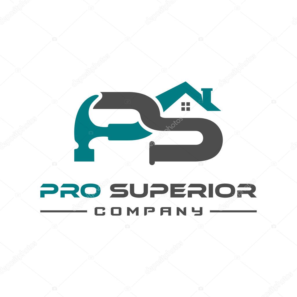 PS construction logo design letters