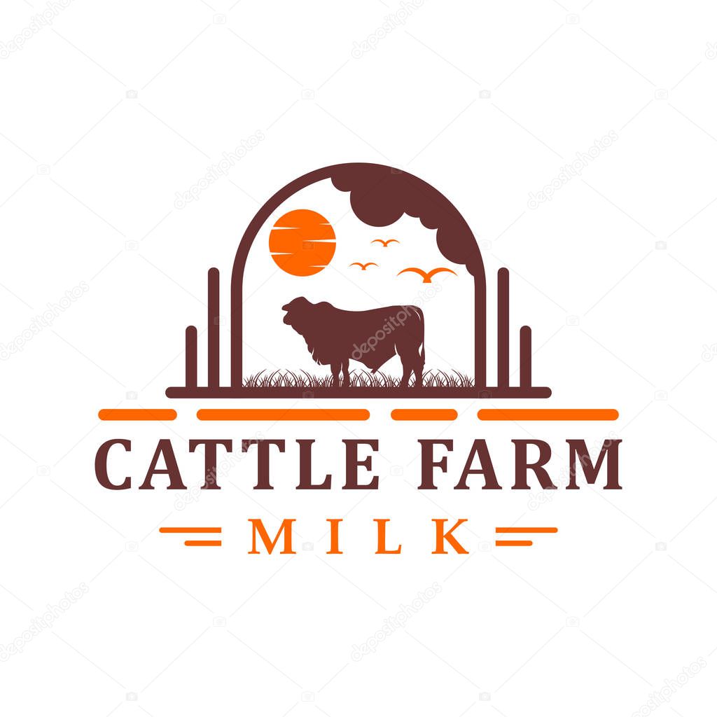vintage angus cow logo design template