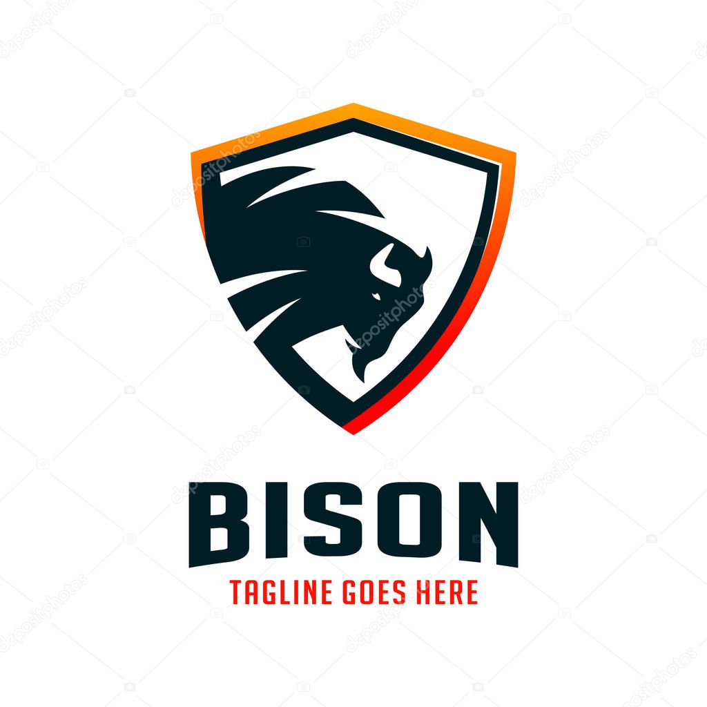 bison shield logo design template