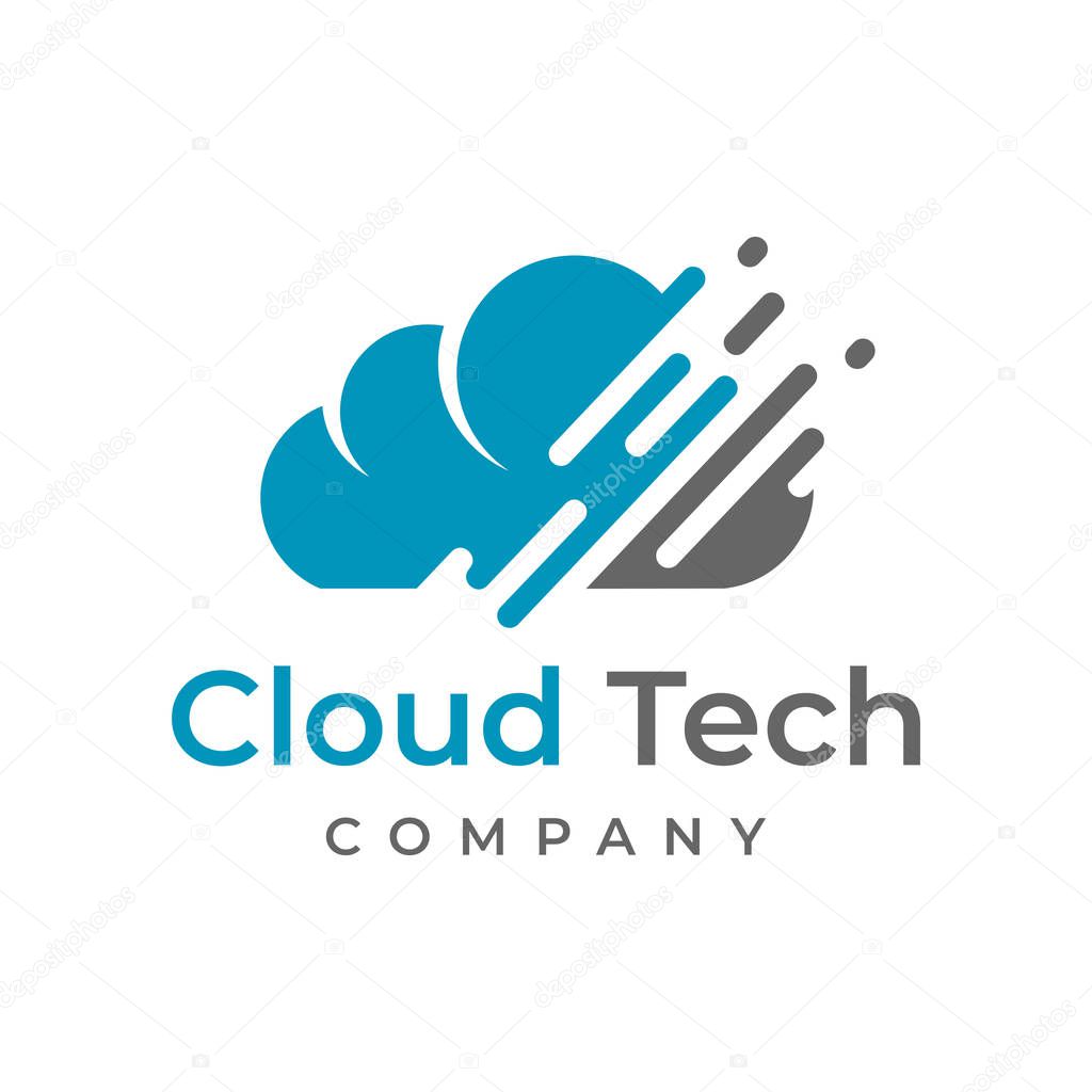 Cloud tech logo design template