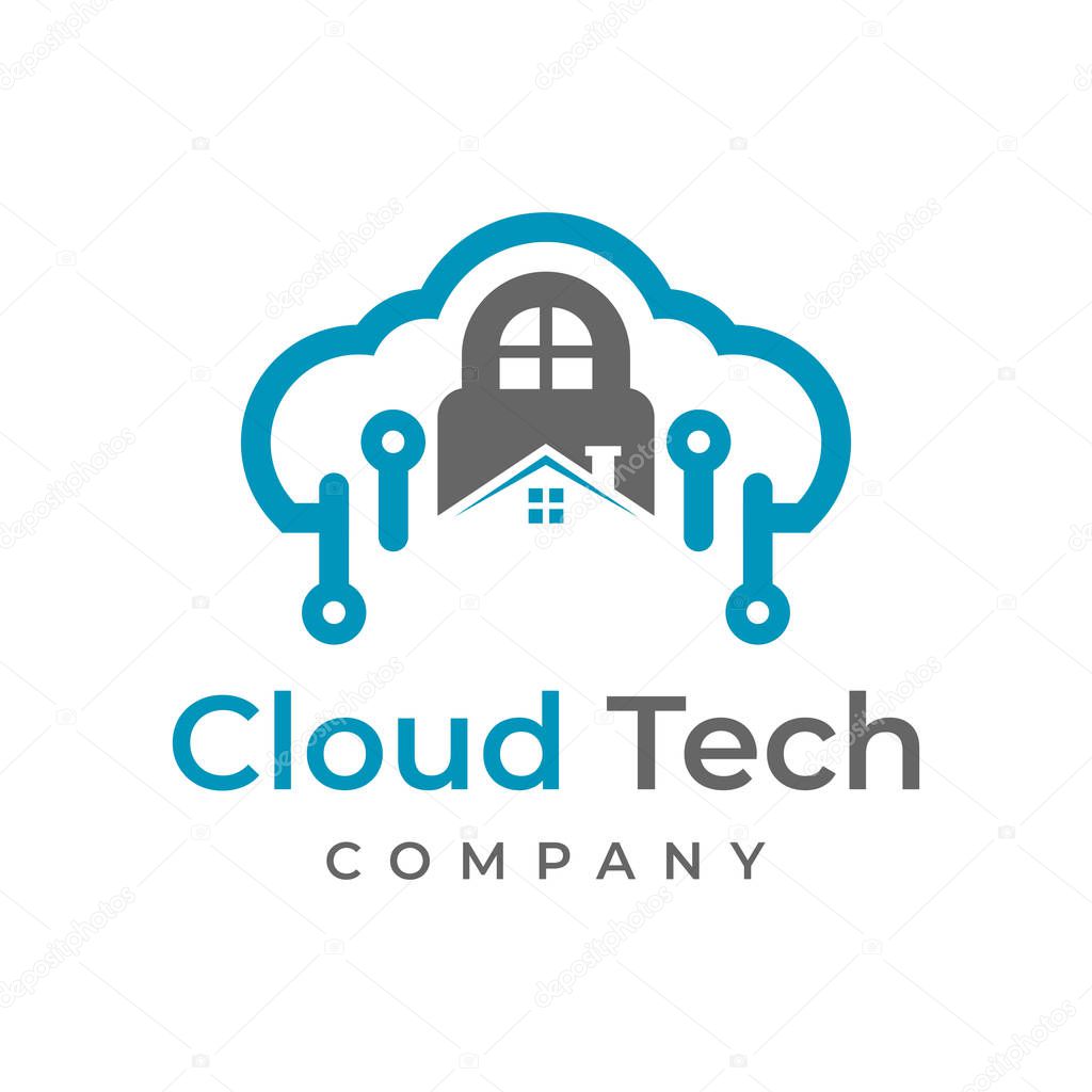 Cloud tech logo design template