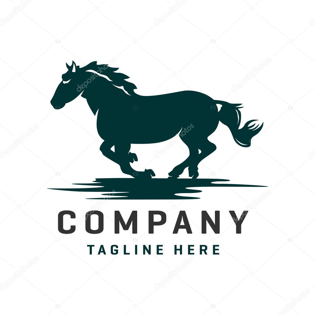 Running horse logo design template