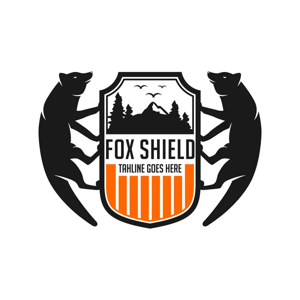 Plantilla de diseños de logotipo Fox y escudo — Vector de stock