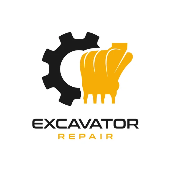 Projeto do logotipo do reparo do motor escavadeira —  Vetores de Stock