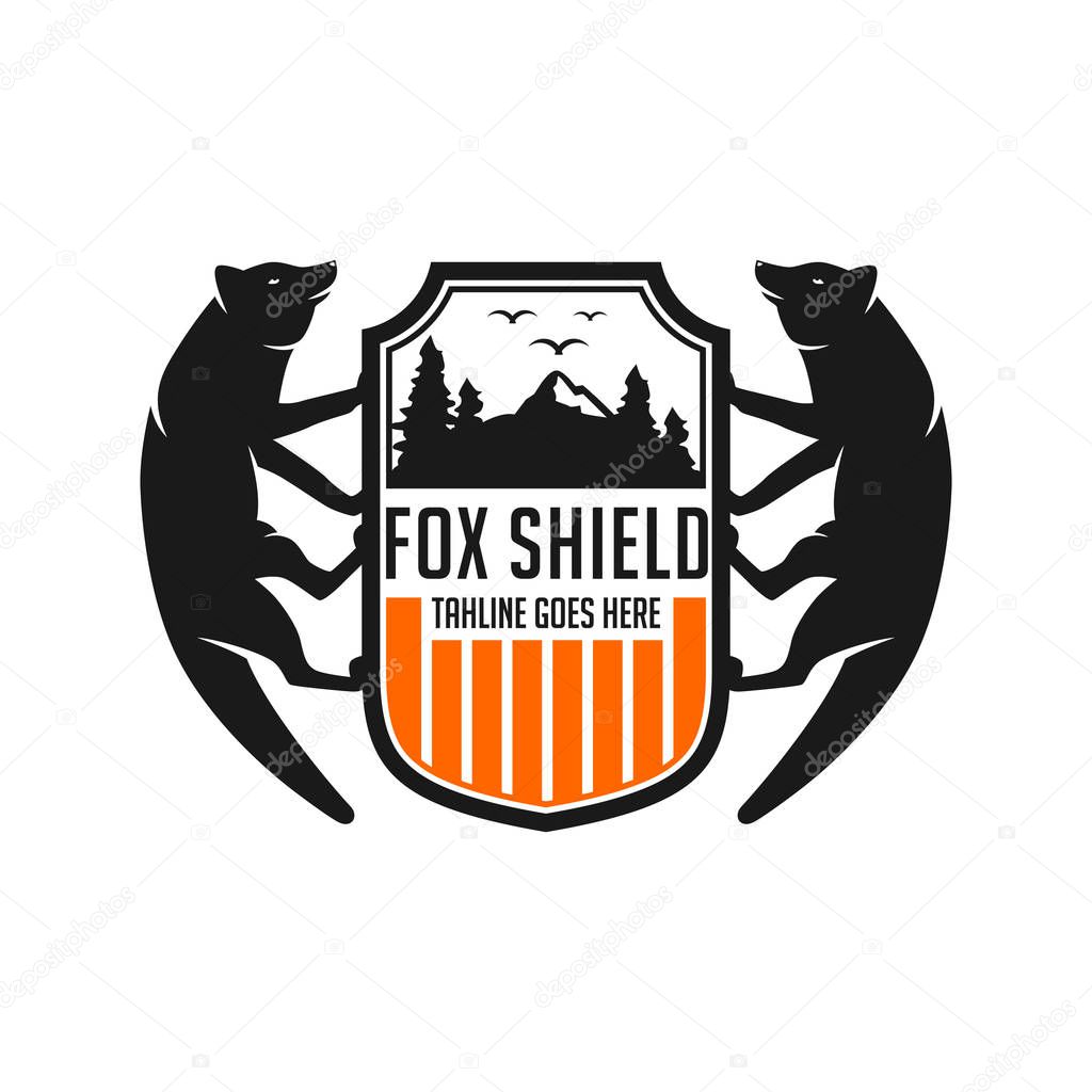 Fox and shield logo designs template