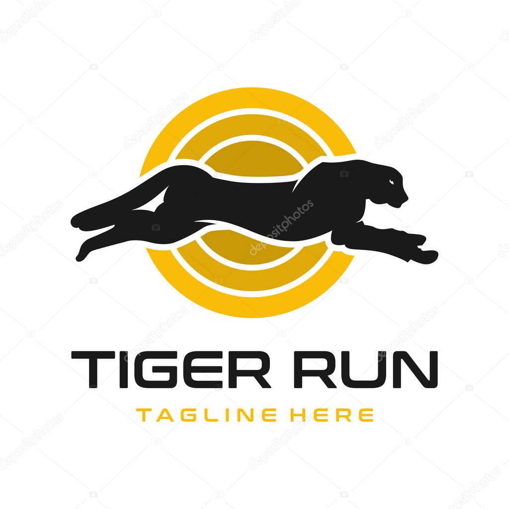 Run tiger animal logo design