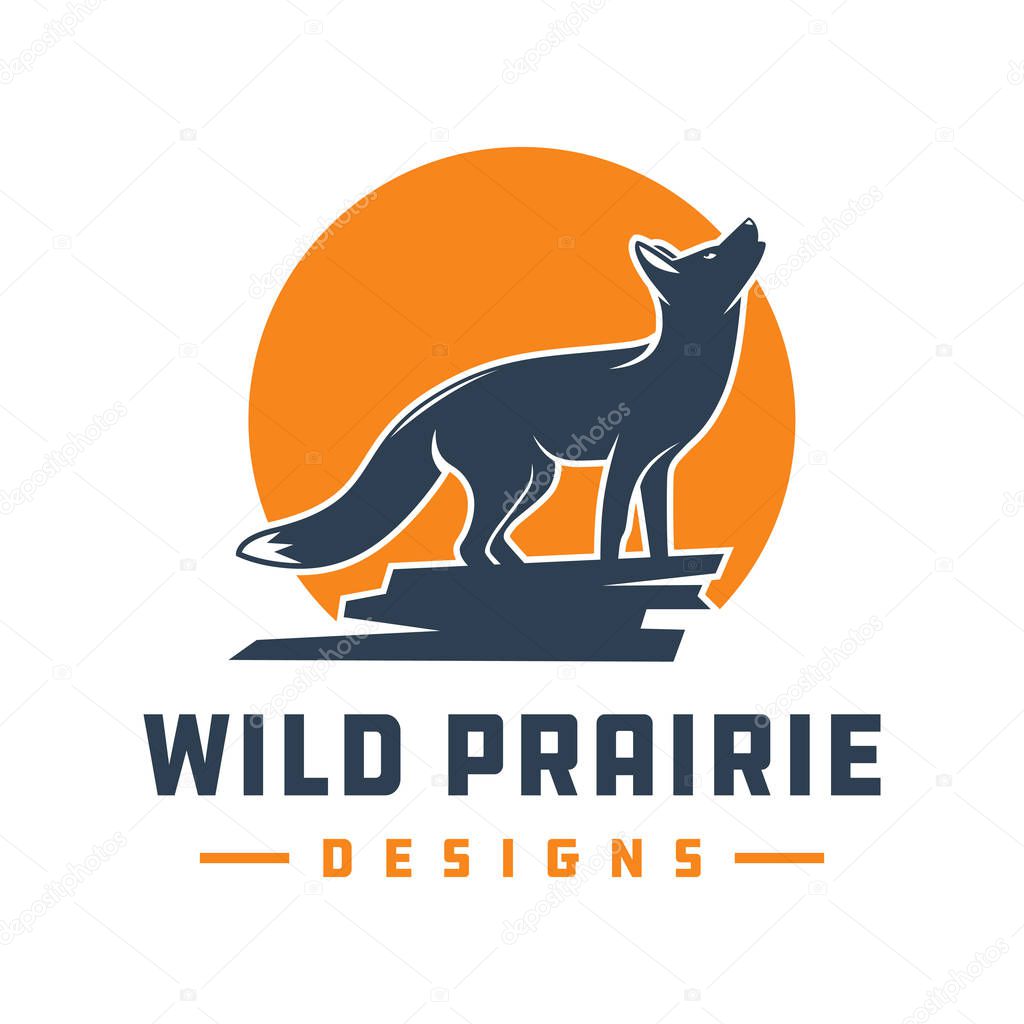 Fox animal logo design on the stone