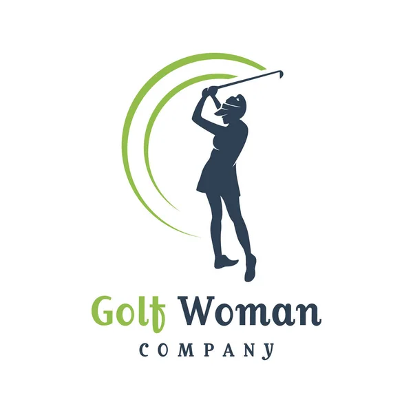 Design de logotipo de esportes de golfe feminino — Vetor de Stock