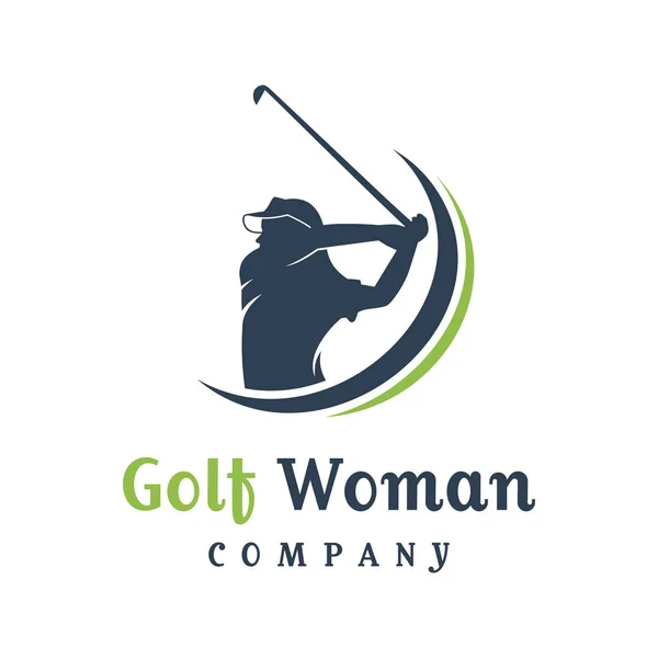 Projekt logo sportów golfowych kobiet — Wektor stockowy