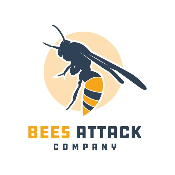 Пчелы атакуют дизайн логотипа животных — стоковый вектор