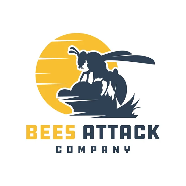 蜜蜂攻击动物标识设计 — 图库矢量图片