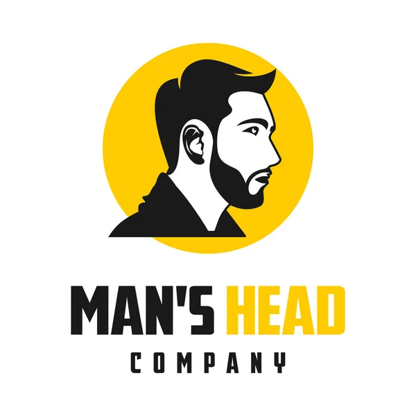 Moda uomo capelli e barba logo design — Vettoriale Stock