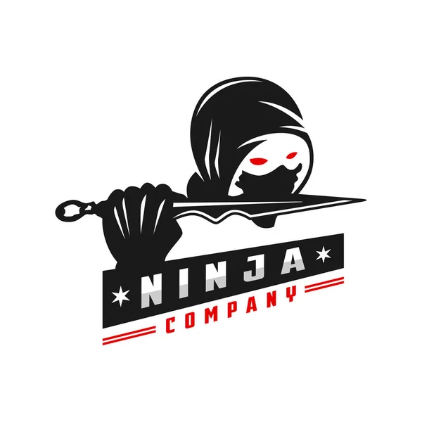 Japans ninja hoofd logo ontwerp — Stockvector