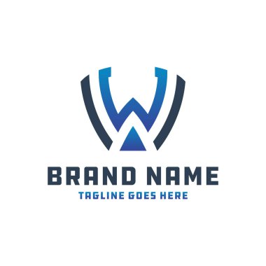 Monogram logo tasarım harfi WA