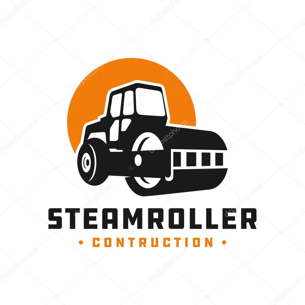 Steamroller construction tool logo design