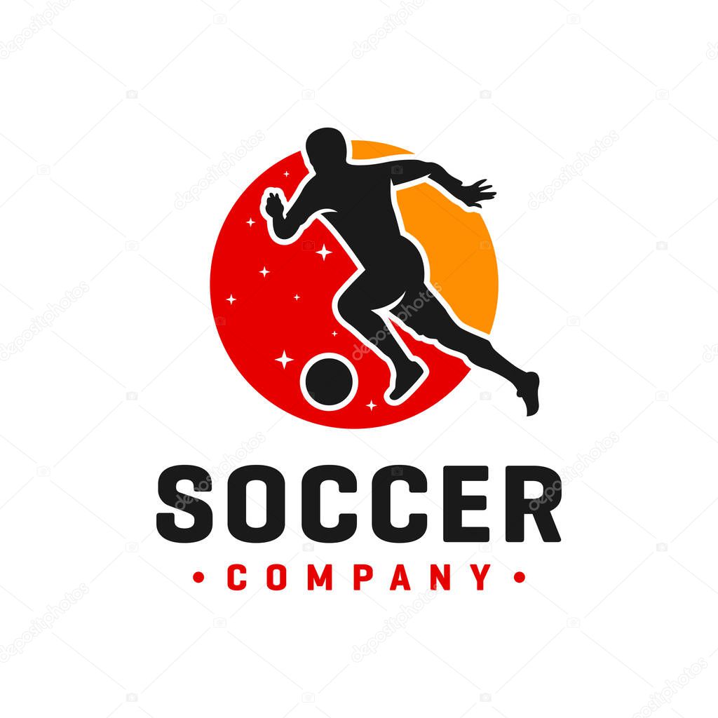 Modern football logo design in the shape of a circle