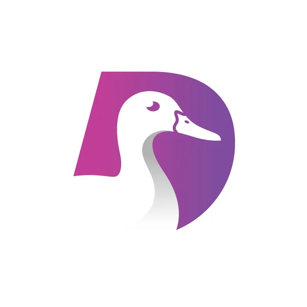 Diseño Del Logotipo Del Pato Con Letra — Vector de stock