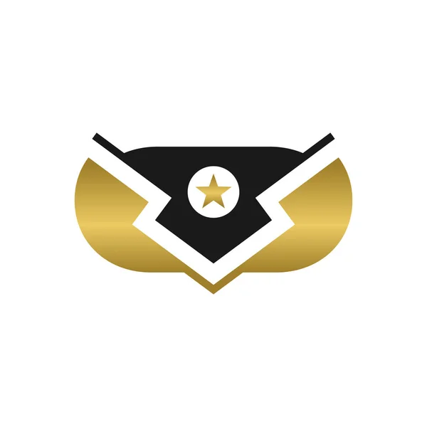 Design Logotipo Escudo Ouro Moderno — Vetor de Stock