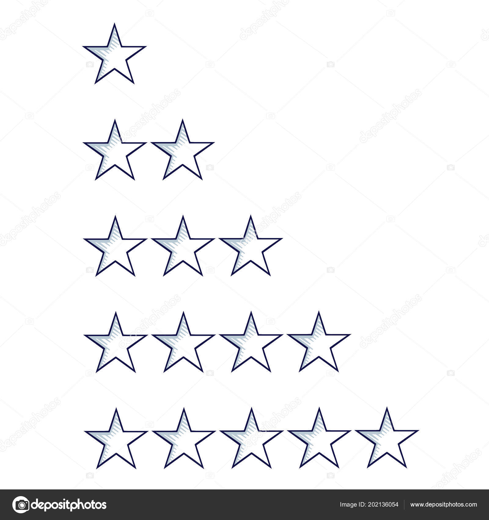 Set Five Sketch Stars Rating Template Isolated White Hand Drawn Stock  Vector Image by ©pieceofmind #202136054