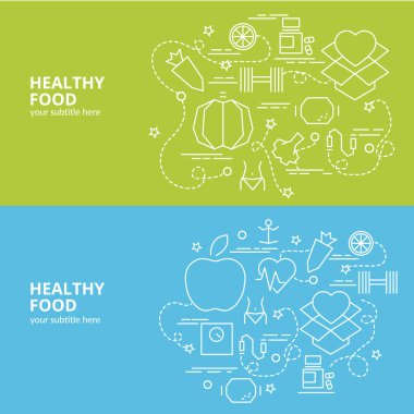 Düz renkli tasarım konsepti sağlıklı yemek için. Infographic yaratıcı ürünler yapma fikri