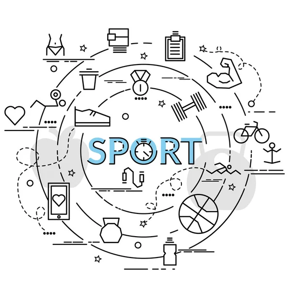 スポーツのカラフルなフラット デザインのコンセプト 創造的な製品を作るというアイデアをインフォ グラフィック ウェブサイトのバナー チラシやポスターのテンプレート — ストックベクタ