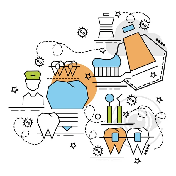 Concepto Diseño Plano Colorido Para Estomatología Idea Infográfica Hacer Productos — Archivo Imágenes Vectoriales