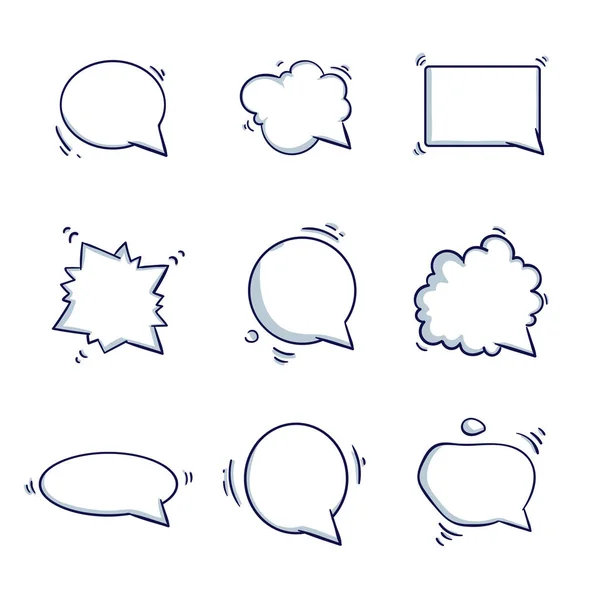 Set Hand Drawn Think Talk Speech Bubbles Message Dialog Words — Stock Vector