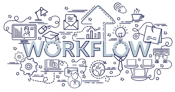Плоска Барвиста Концепція Дизайну Workflow Інфографічна Ідея Створення Творчих Продуктів — стоковий вектор