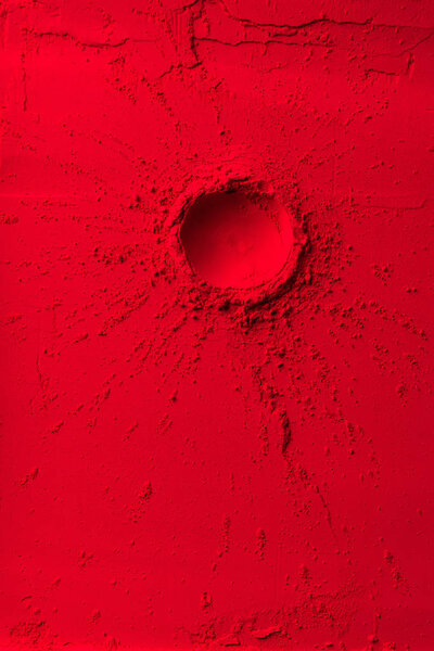 top view of round shape on red powder