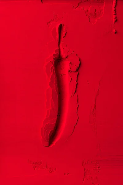 Ansicht Der Form Von Chilipfeffer Auf Rotem Pulver — Stockfoto