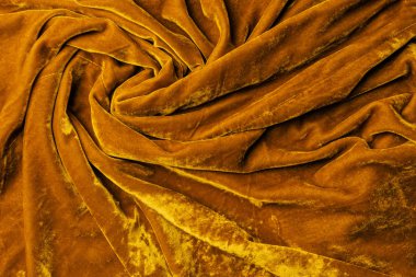 top view of dark orange velvet textile as background clipart