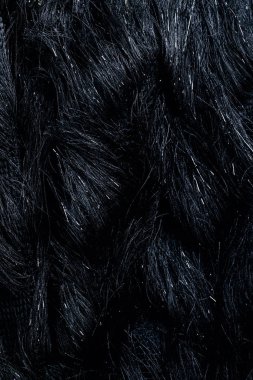 top view of furry black textile as background  clipart