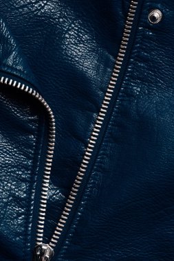 koyu mavi deri tekstil fermuar arka plan olarak ile üstten görünüm 