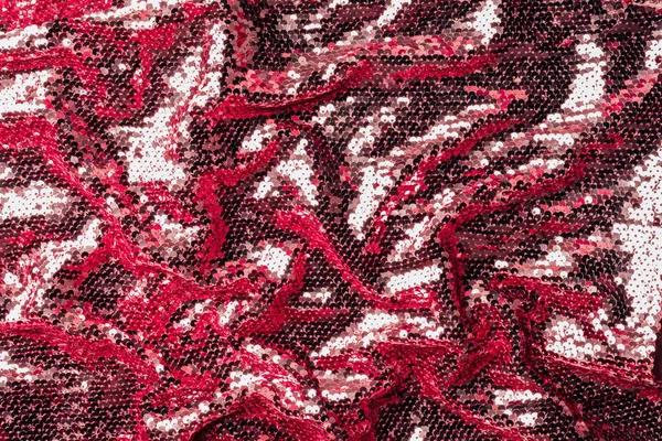 Draufsicht Auf Weinrotes Textil Mit Glänzenden Pailletten Als Hintergrund — kostenloses Stockfoto