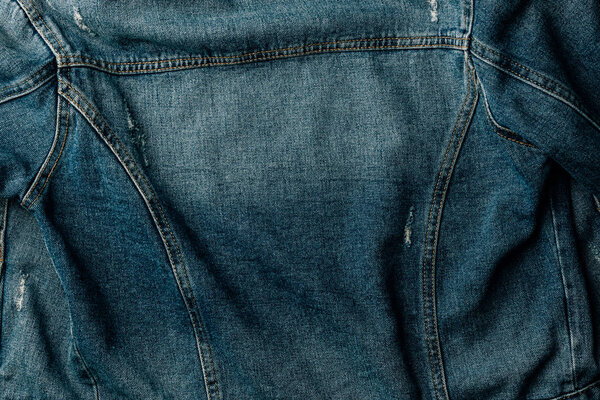 top view of denim textile as background 