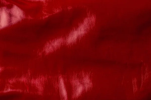 Vista Dall Alto Tessuto Lucido Rosso Come Sfondo — Foto Stock