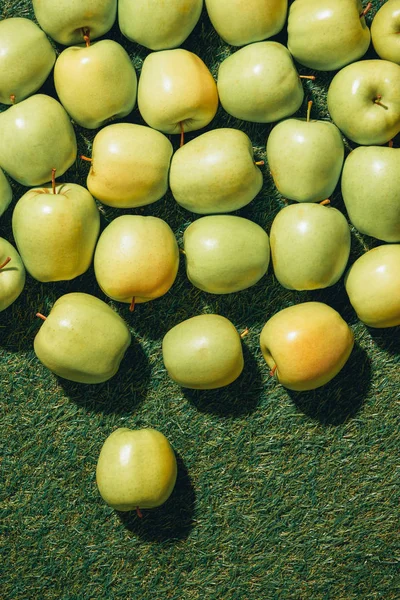 Top View Raw Apples Green Grass — Free Stock Photo